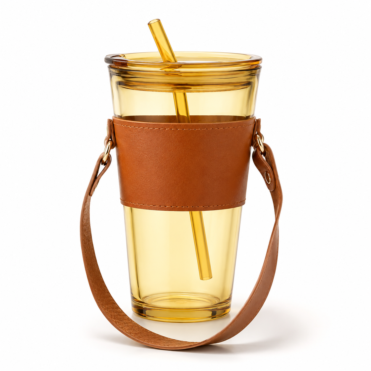 Glass Coffee Mug with Straw 450ML