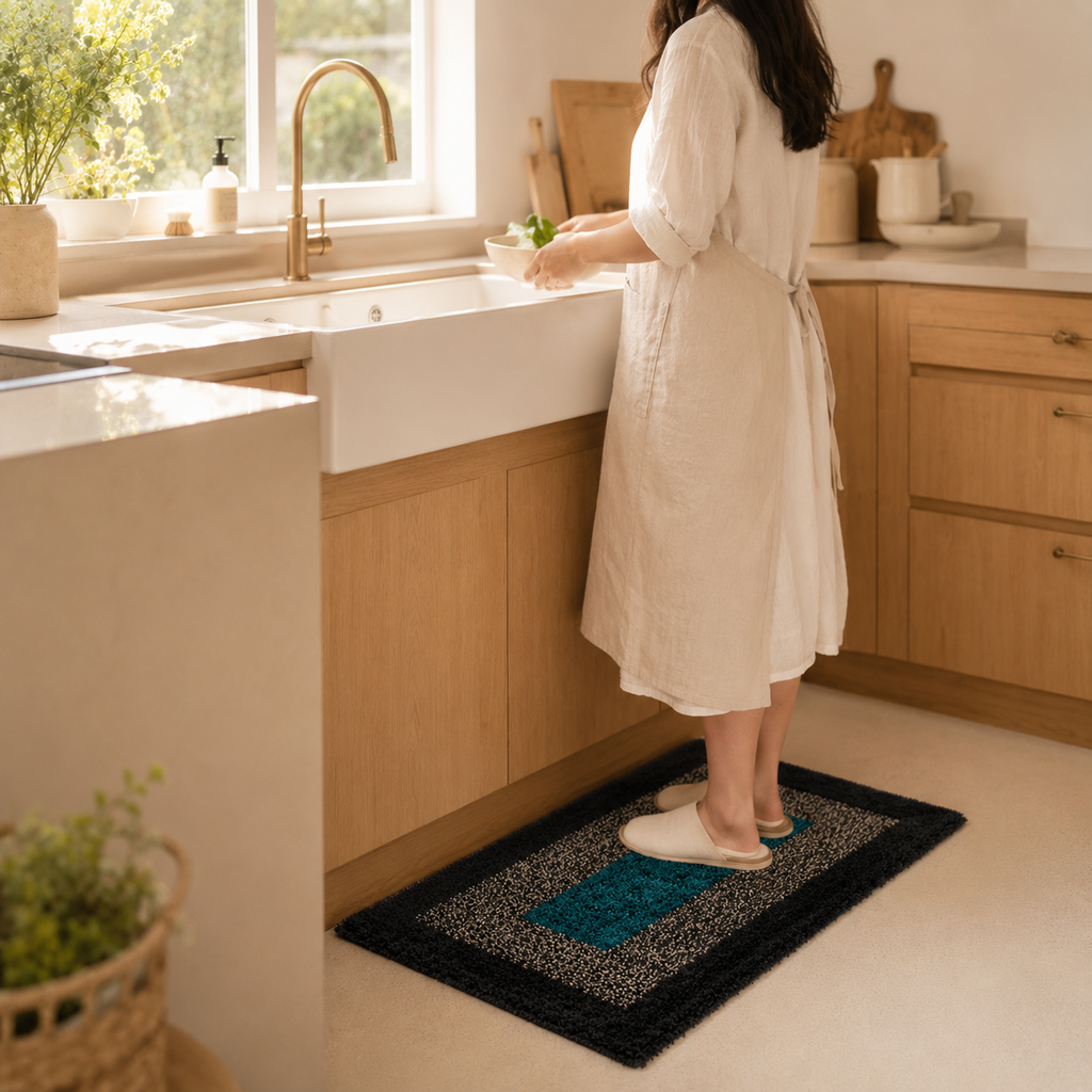 2Pcs Cotton Kitchen Mats for Floor Waterproof, Kitchen Runner Carpet for Floor, Rug for Kitchen