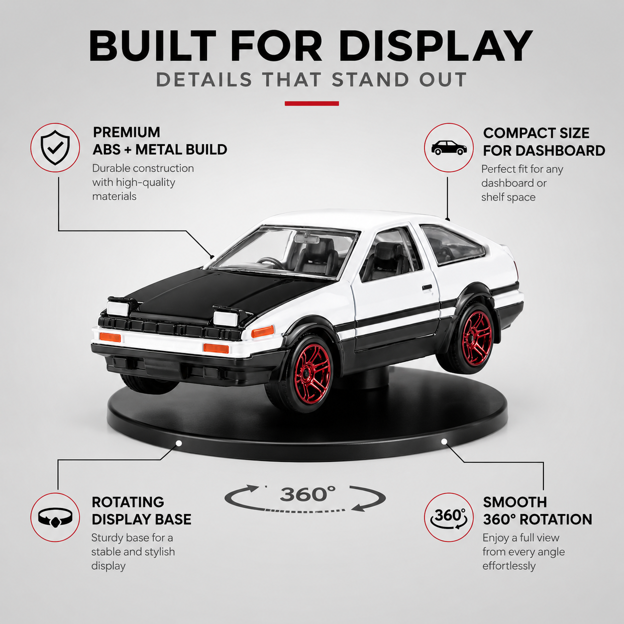 Car Dashboard Display Stand with Rotating Base