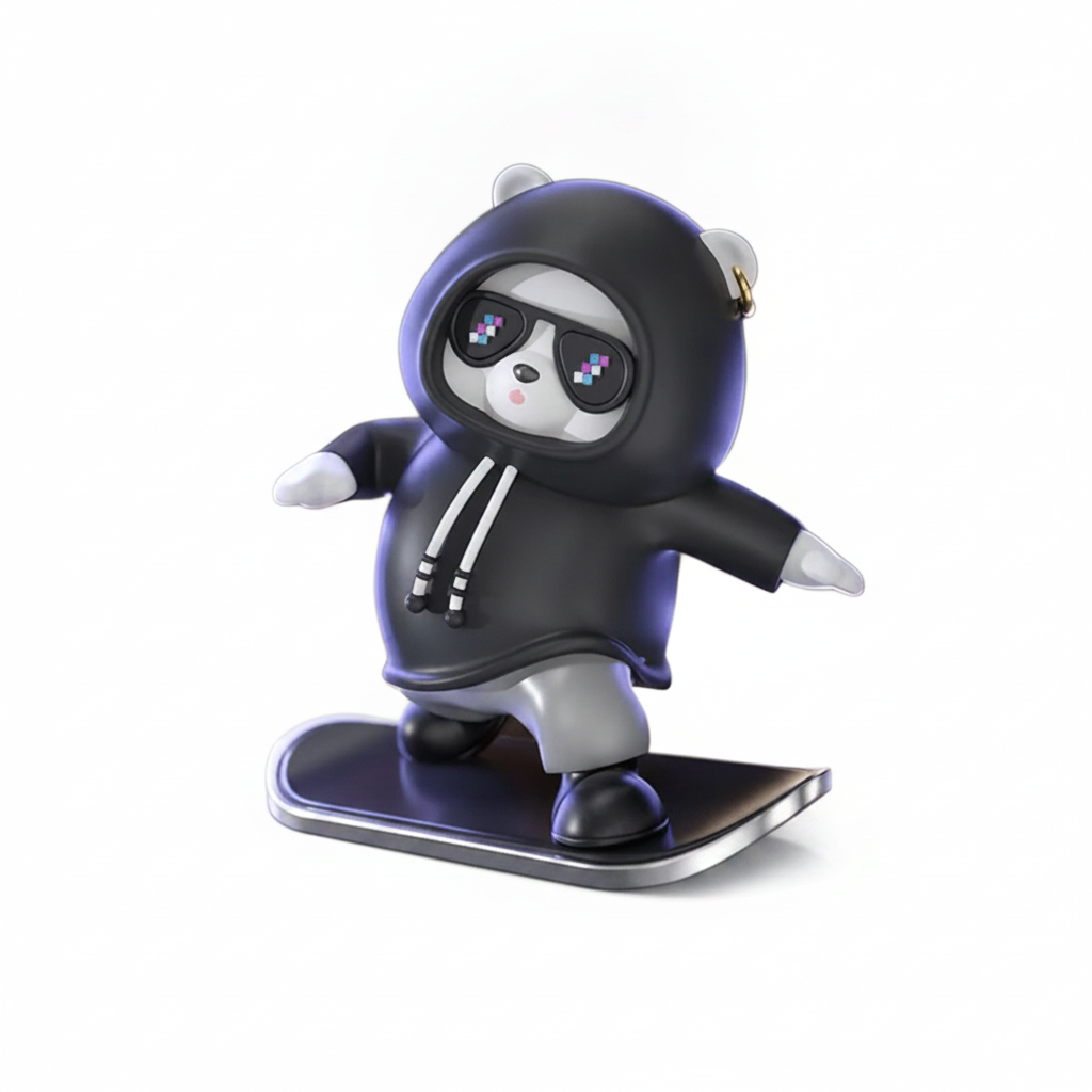 Skateboarding Panda Car Dashboard Toy