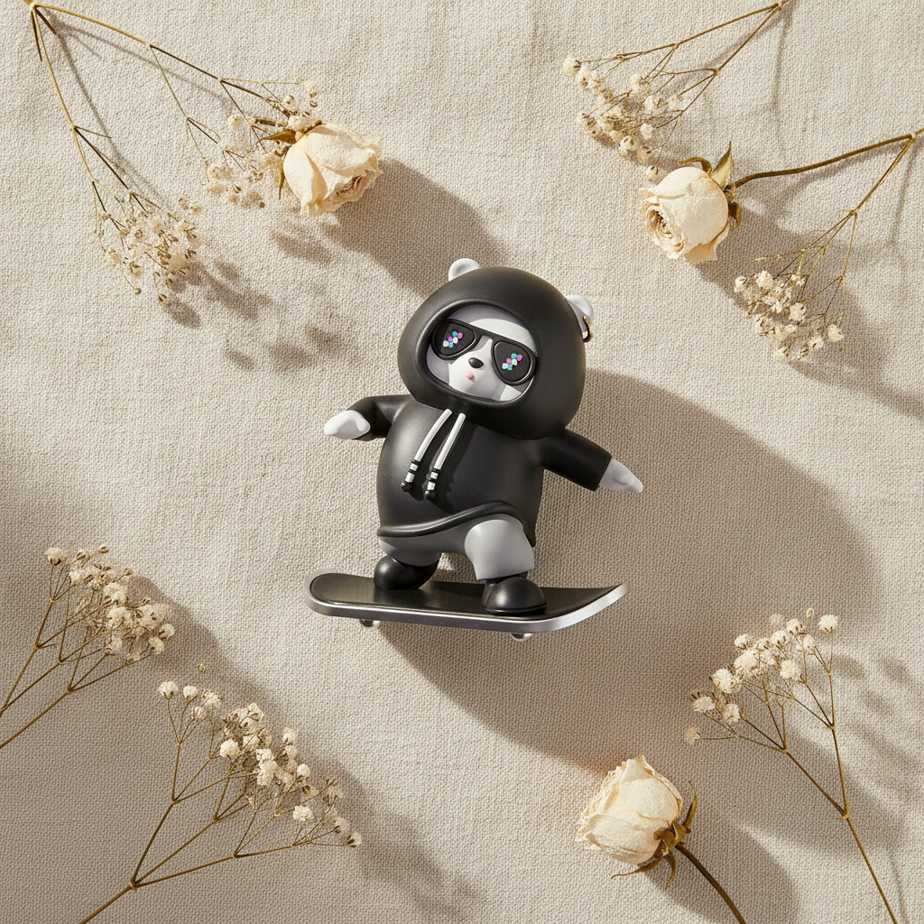 Skateboarding Panda Car Dashboard Toy