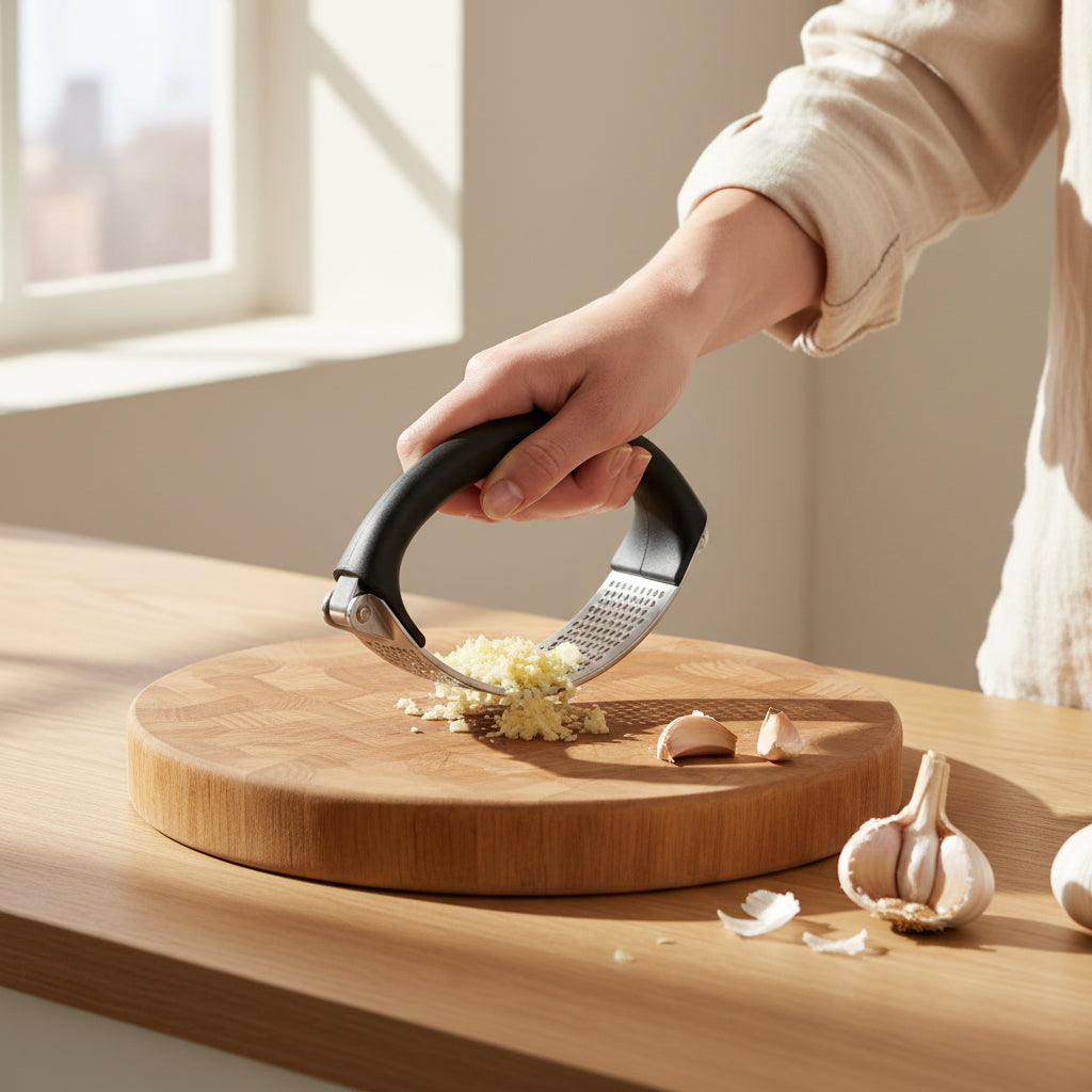 Stainless Steel Garlic Press Crusher, For Home And Kitchen