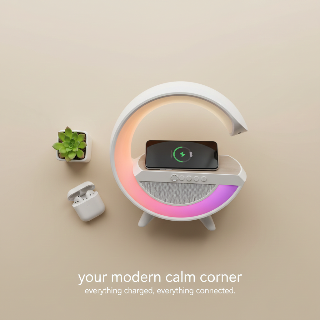 Wireless Charging Atmosphere Lamp with Bluetooth Speaker