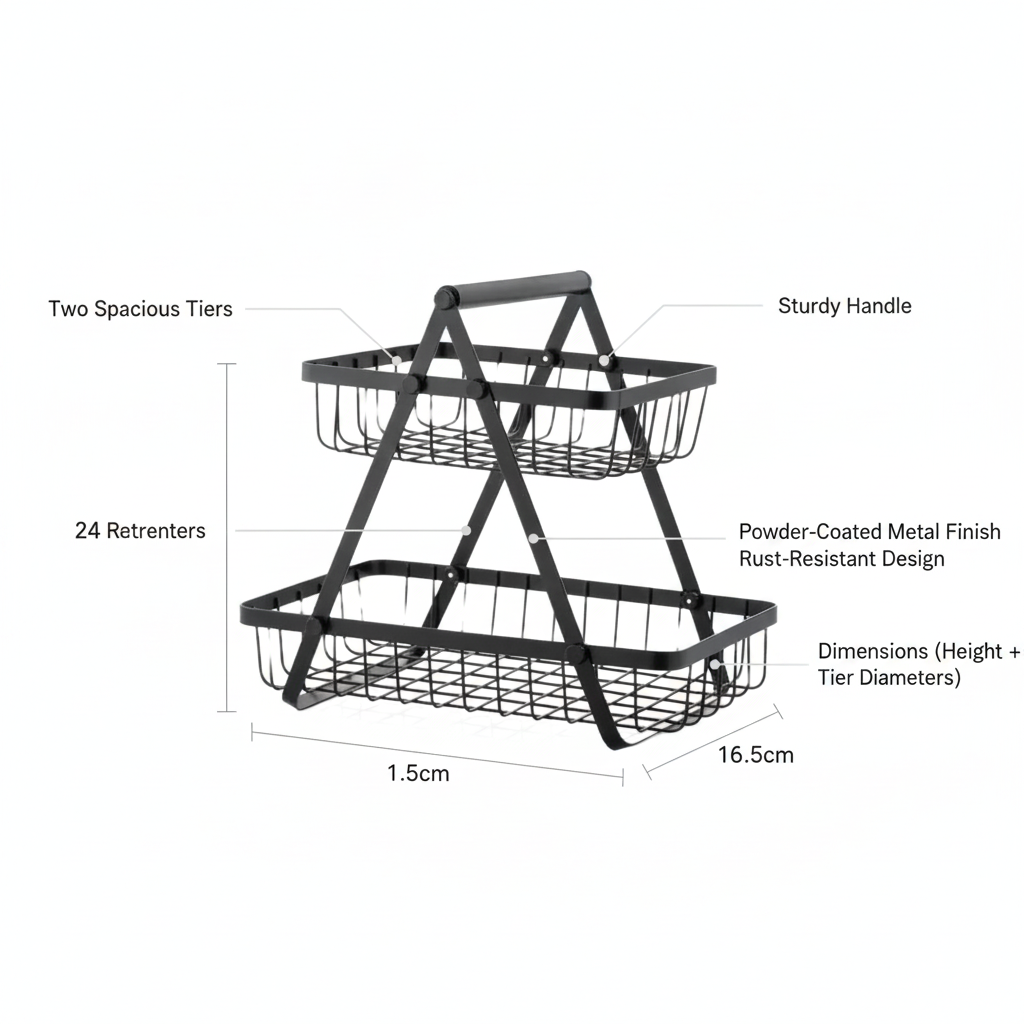 2-Tier Fruit Basket with Handle