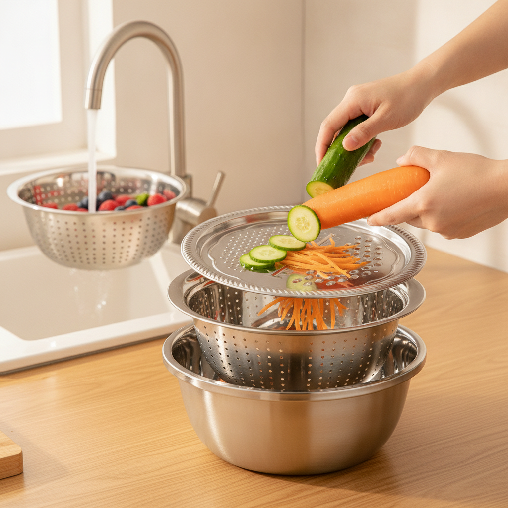 3-in-1 Vegetable Cutter with Drain Basket