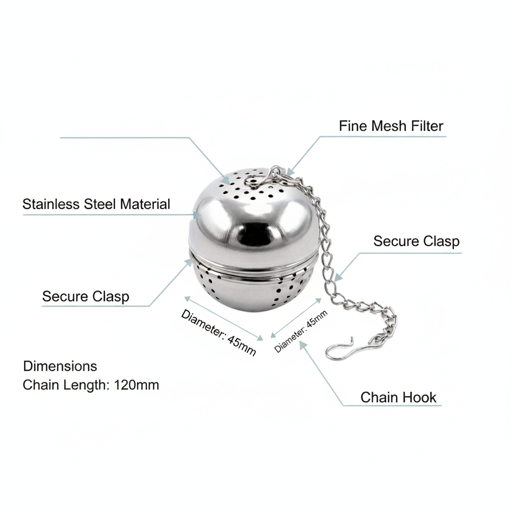Stainless Steel Tea Infuser Ball with Chain Hook