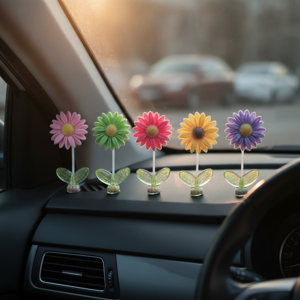 Sunflower Car Dashboard Decor Set of 5