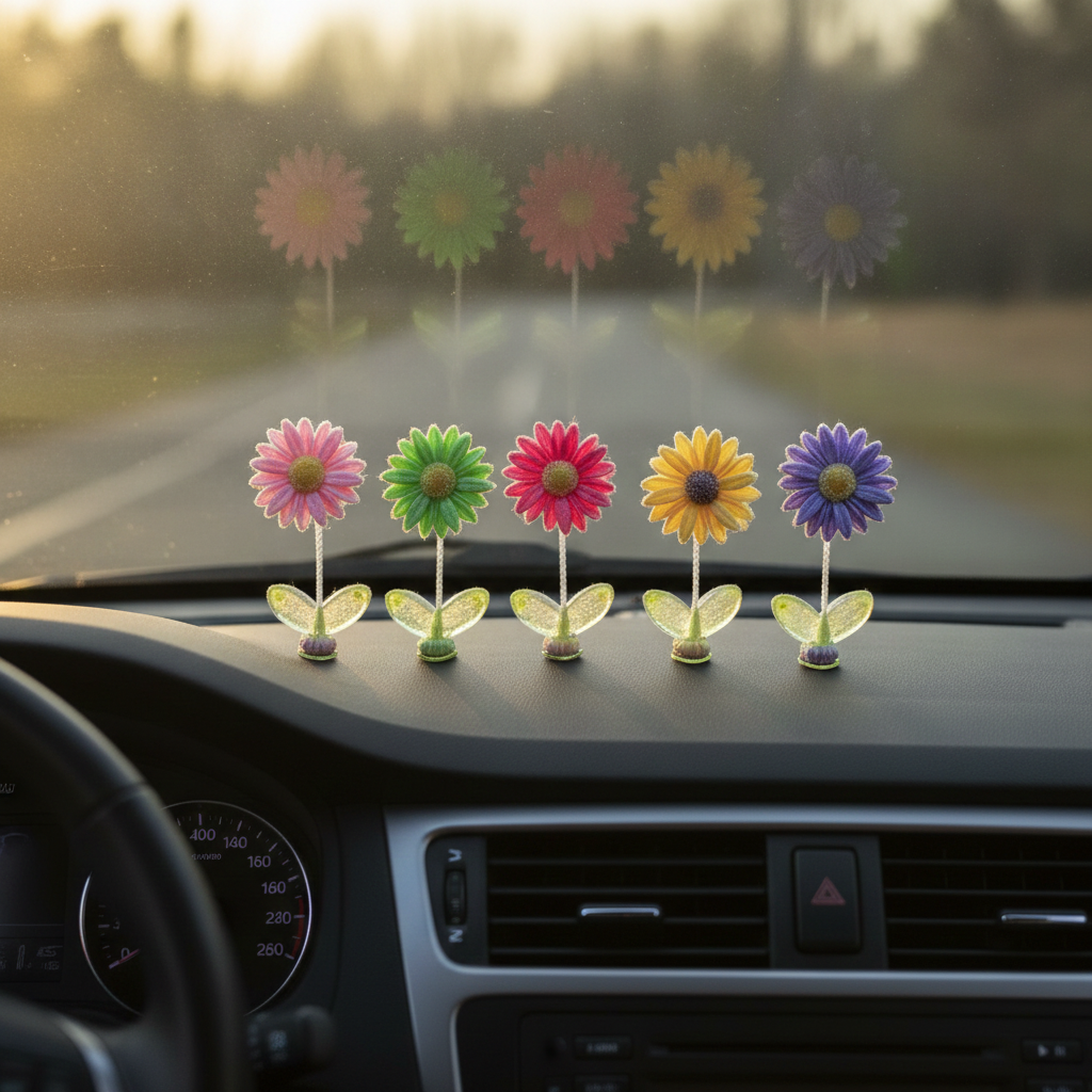 Sunflower Car Dashboard Decor Set of 5