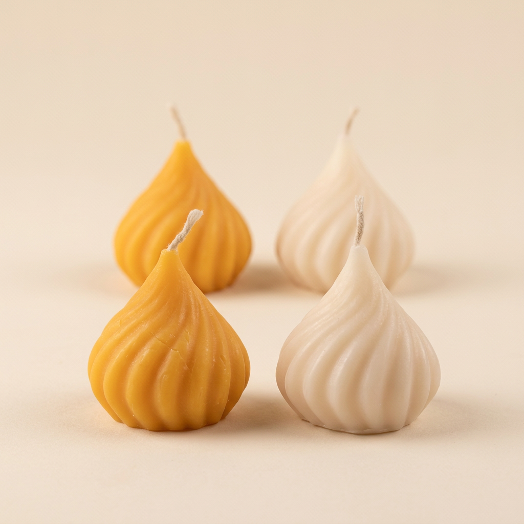 Four-candle pack cream-background detail frame